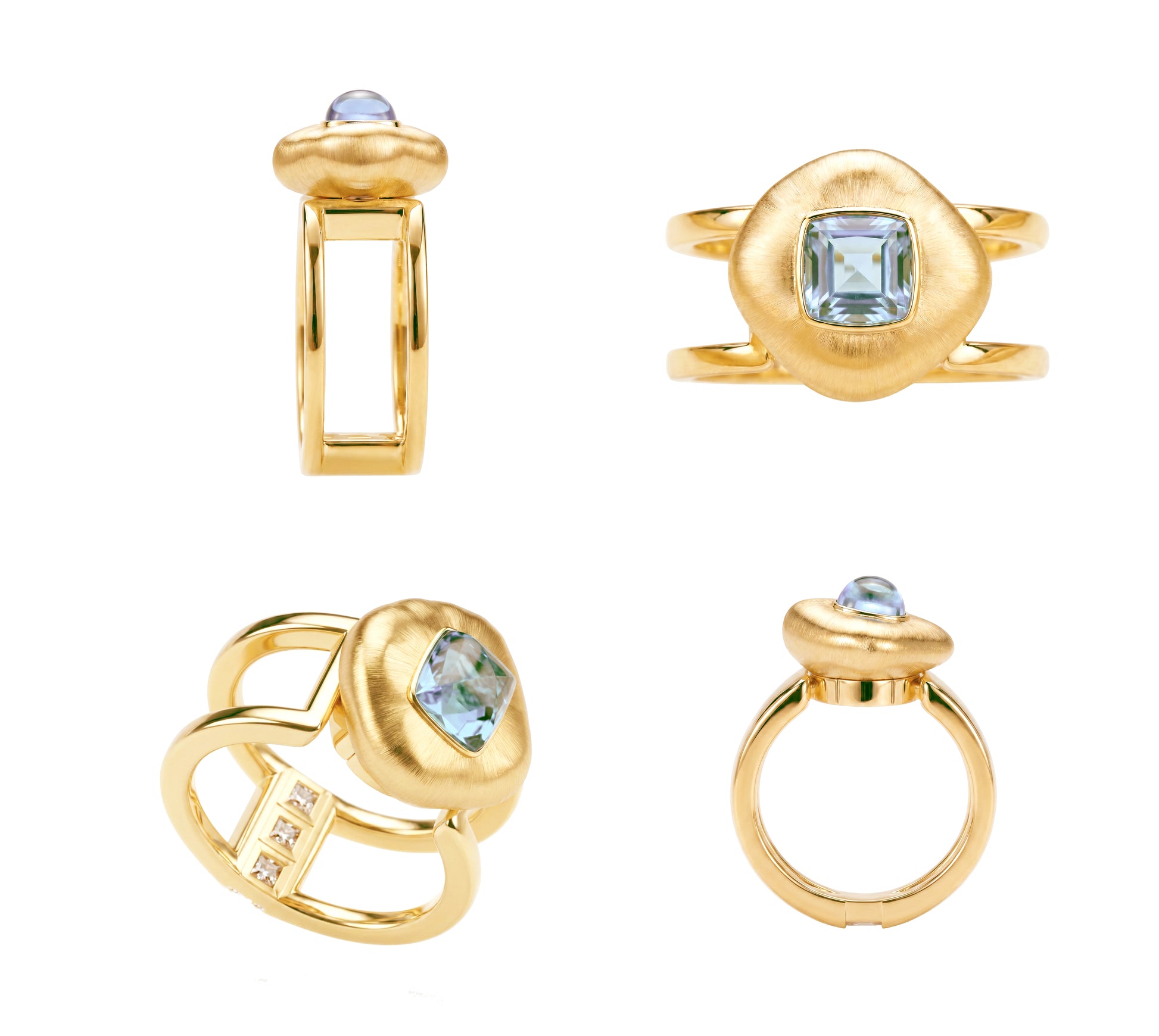 The Ring Edit — Ring with blue topaz Motif and bare band